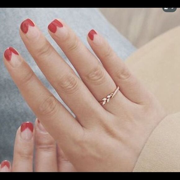 Rose Gold Dainty Marquis Leaf & Branch Ring - Picture 5 of 6